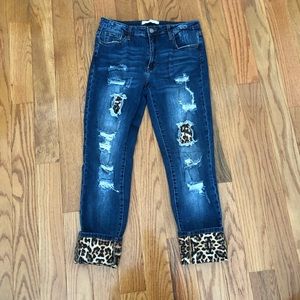 NATURE | Distressed Animal Print Jeans